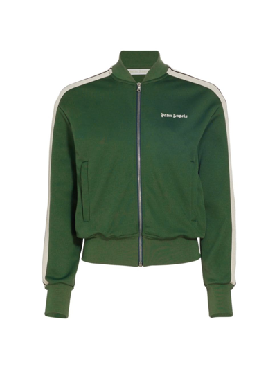 Palm Angels Logo-print Bomber Track Jacket In Green