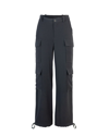 P.a.r.o.s.h Black Cargo Pants With Drawstring At The Ankles In Fabric Woman In Black