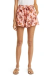 A.l.c Barret Printed Linen Drawstring Shorts In Sandstone Multi