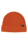 Hickey Freeman Cashmere Knit Cuffed Beanie In New Orange