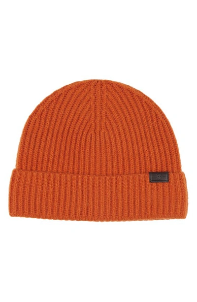 Hickey Freeman Cashmere Knit Cuffed Beanie In New Orange
