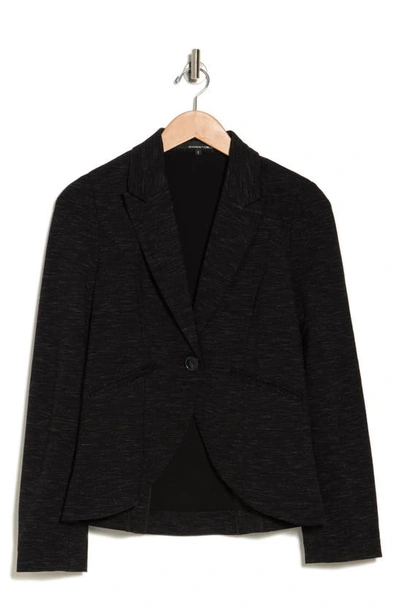Amanda & Chelsea Peak Lapel High-low Ponte Blazer In Black Navy Multi