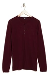 John Varvatos Cotton Slub Long Sleeve Henley In Dark Plum