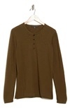 John Varvatos Cotton Slub Long Sleeve Henley In Olive