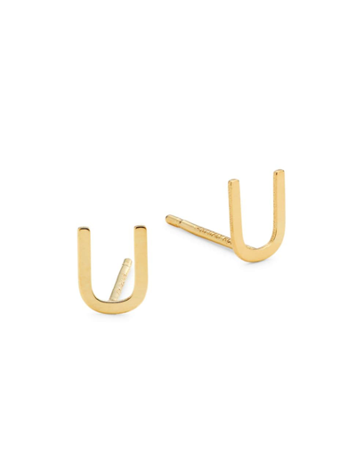 Saks Fifth Avenue Women's 14k Yellow Gold Initial Stud Earrings In Initial U