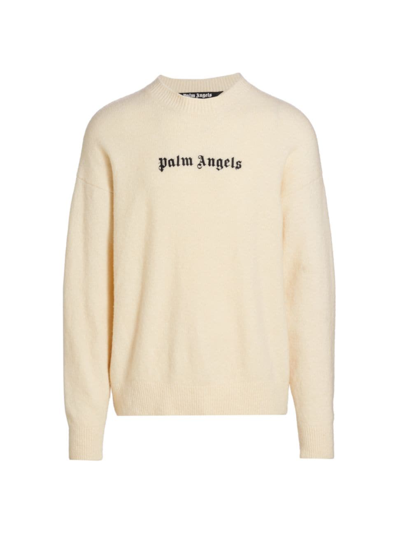 Palm Angels Logo-print French Cotton-terry Sweatshirt In White