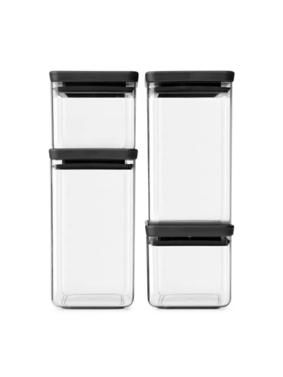 Brabantia Tasty+ 4-piece Stackable Square Canister Set In Dark Gray