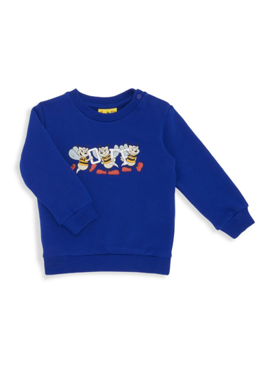 Off-white Blue Sweatshirt For Baby Boy With Mascot Logo Print
