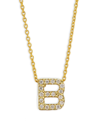 Roberto Coin Tiny Treasures Diamond & 18k Yellow Gold Initial Necklace In Initial B