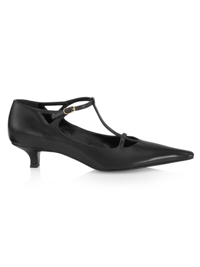 THE ROW WOMEN'S CYD LEATHER KITTEN HEEL PUMPS