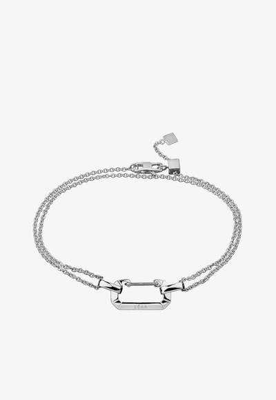 Eéra Chiara Double Chain Bracelet In 18-karat White Gold In Silver