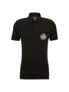 Hugo Boss Men's Boss X Nfl Cotton-piqué Polo Shirt With Collaborative Branding In Chargers Black