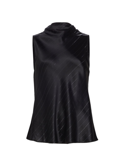 Nonchalant Label Women's Laura Satin Top In Black Silver Stripe