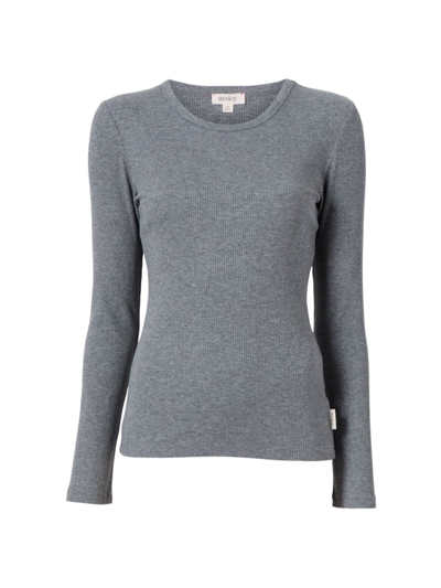 Bandier Women's Rivington Rib-knit Blouse In Grey Heather