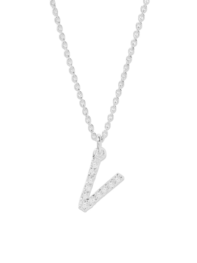 Brook & York Women's Blaire Sterling Silver & 0.3-1.1 Tcw Lab-grown Diamond Initial Pendant Necklace In Initial V