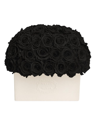 Venus Et Fleur Serene Eternity Rose Porcelain Vase In Black