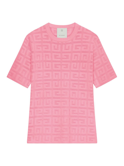 Givenchy Women's Sweater In 4g Jacquard With Short Sleeves In Bright Pink