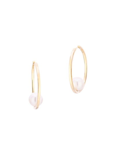 Katey Walker Women's 18k Yellow Gold & Freshwater Pearl Hoop Earrings In White Gold