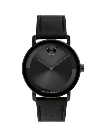 Movado Men's 40mm Bold Evolution Leather Watch In Black