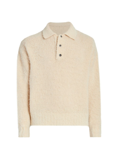 Ami Alexandre Mattiussi Men's Alpaca-wool Polo Sweater In Cream Vanilla
