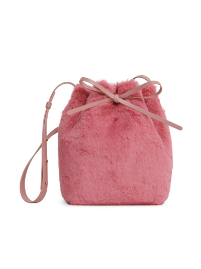 Mansur Gavriel Faux Fur Mini Bucket Bag In Guava