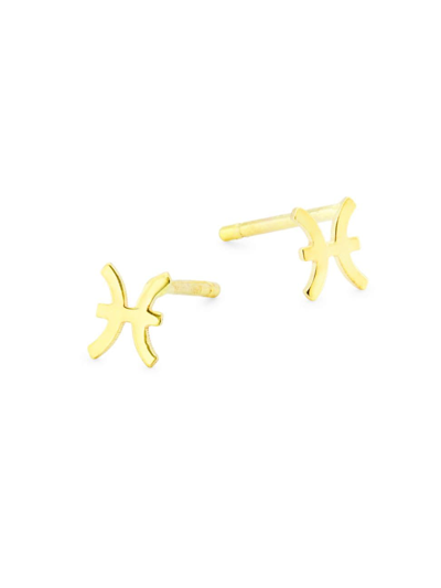 Saks Fifth Avenue Women's 14kt Gold Yellow Finish Polished Stud Libra Earring With Push Back Clasp In Pisces