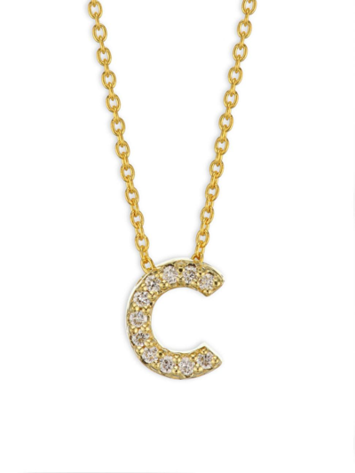 Roberto Coin Tiny Treasures Diamond & 18k Yellow Gold Initial Necklace In Initial C