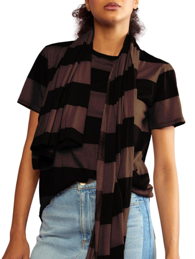 Cynthia Rowley Women's Striped Cotton Jersey Scarf In Black Brown