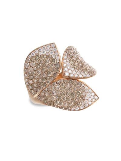 PASQUALE BRUNI WOMEN'S GIARDINI SEGRETI 18K ROSE GOLD & DIAMOND PAVÉ LEAF WRAP RING