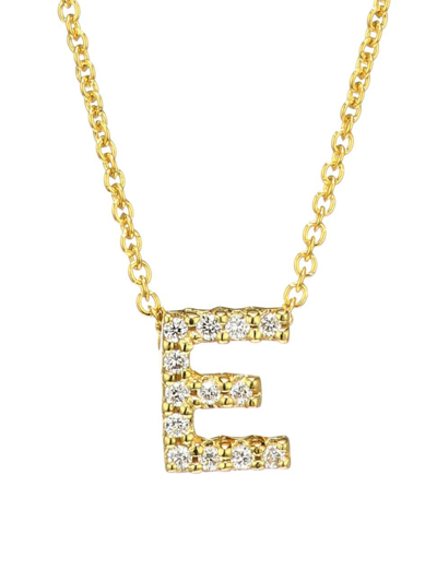 Roberto Coin Tiny Treasures Diamond & 18k Yellow Gold Initial Necklace In Initial E