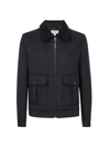 Reiss Robyn - Navy Wool Blend Check Jacket, Xl