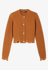 Versace Distressed Knitted Cardigan In Amber