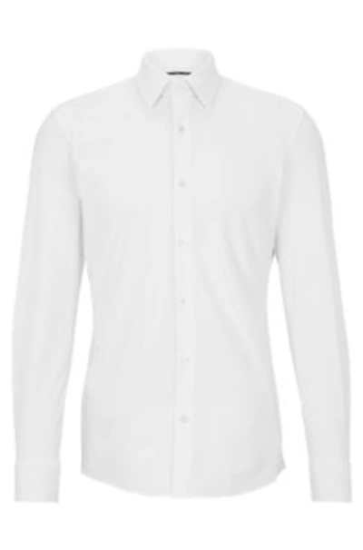 Hugo Boss Slim-fit Shirt In Performance-stretch Jersey In White