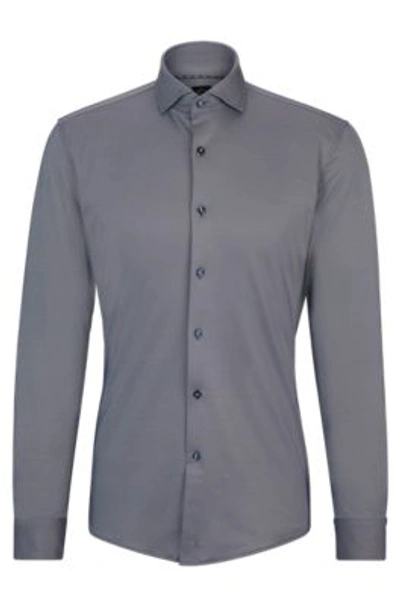 Hugo Boss Slim-fit Shirt In Structured Performance-stretch Fabric In Blue