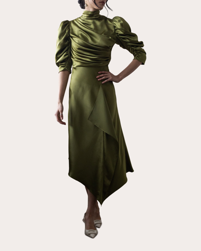Vasiliki Women's Flavia Satin Midi Dress In Green