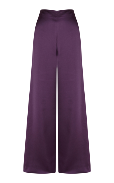 Sophie Et Voila Tailored Satin Wide-leg Trousers In Purple