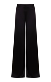 Sophie Et Voila Tailored Satin Wide-leg Pants In Black