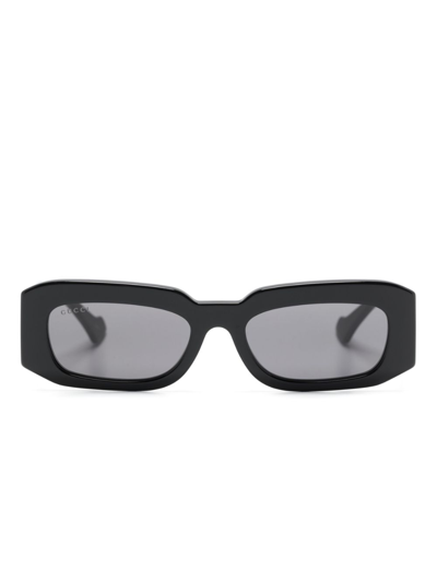 Gucci Logo-lettering Rectangle-frame Sunglasses In Black