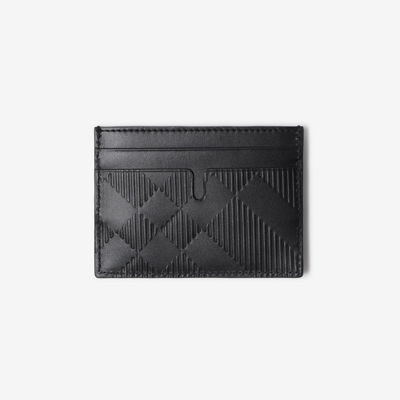 Burberry Check Leather Card Case In Black