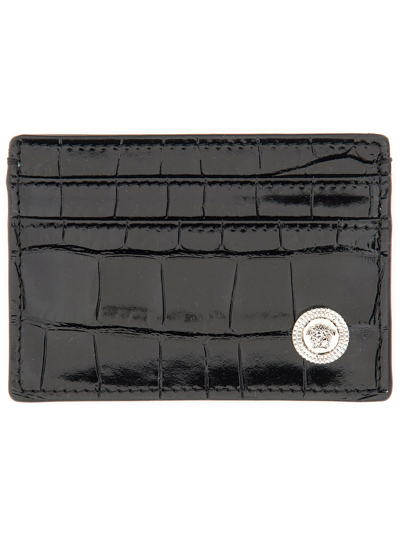 Versace Jellyfish Biggie Card Holder In Black