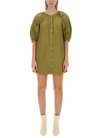 Staud Vincent Button-down Minidress In Brown