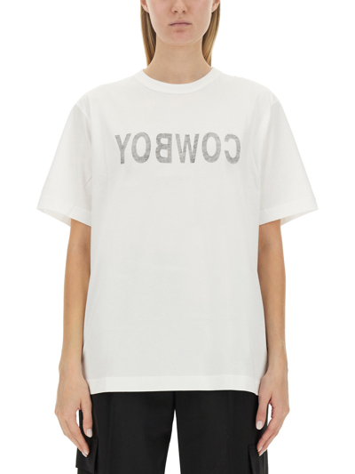 Helmut Lang Cowboy Printed Cotton-jersey T-shirt In White