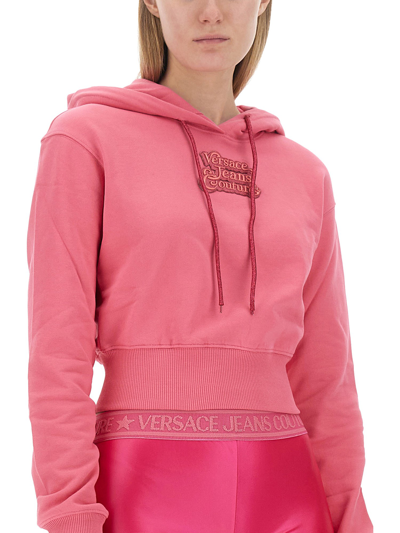 Versace Jeans Couture Cropped Sweatshirt In Fuchsia