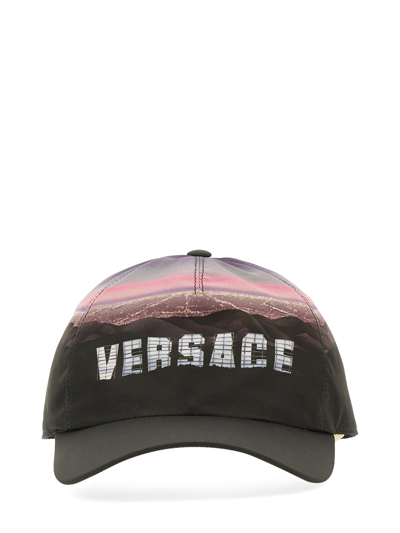 Versace Baseball Hat With Logo In Multicolour