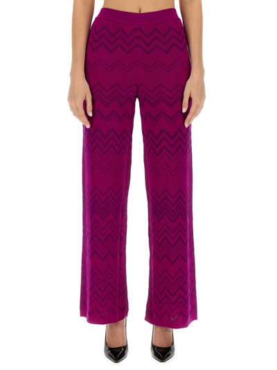 Missoni Wool Blend Trousers In Purple