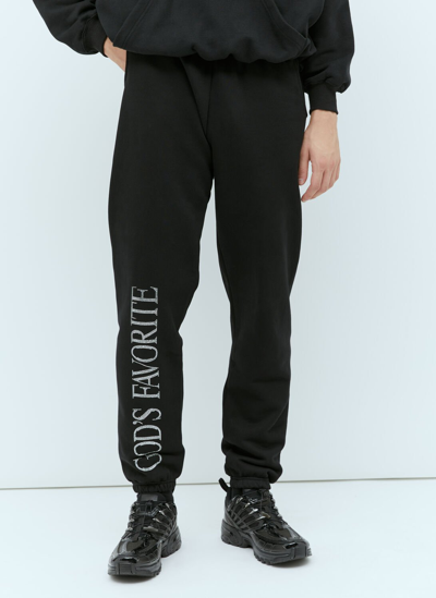 Praying God's Favorite Rhinestone Track Pants In Black