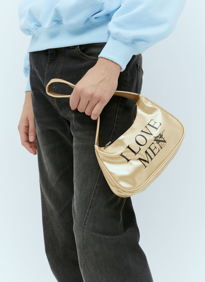 Praying I Love Men Shoulder Bag In Gold