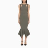 Andreädamo Grey Midi Dress With Cut-out In Grey