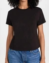 Monrow Textured Tri-blend Basic Crew Neck Tee In Black