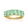 ROSS-SIMONS EMERALD 2-ROW RING WITH DIAMOND ACCENTS IN 18KT GOLD OVER STERLING